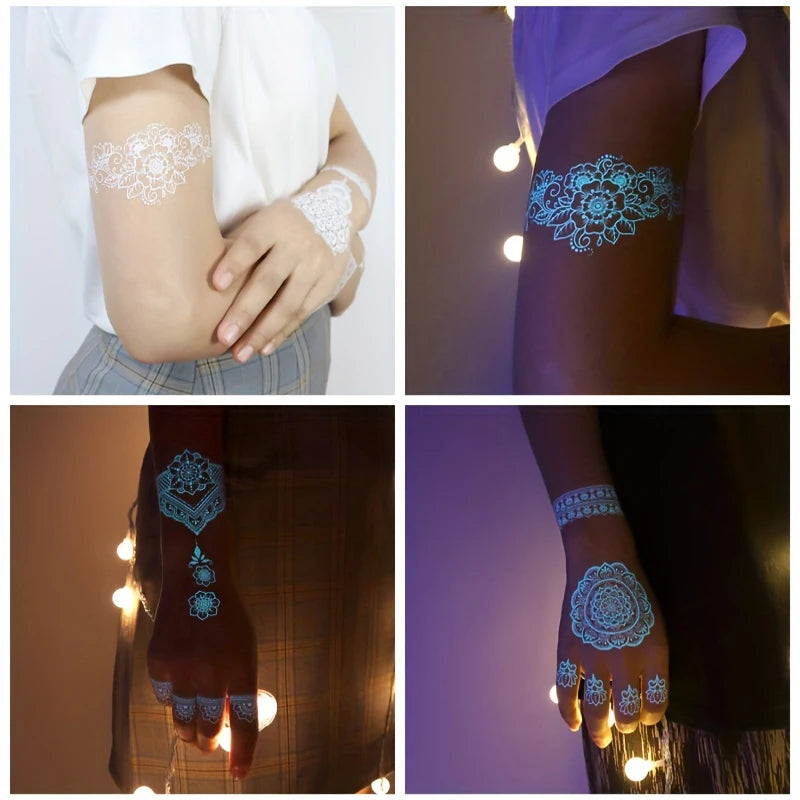 Blue Luminous Henna tattoo sticker