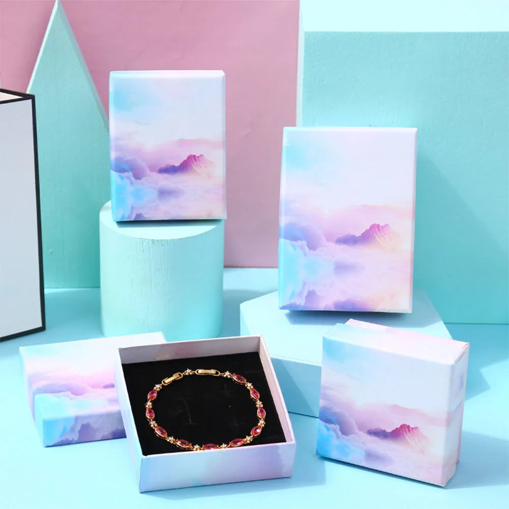 12pack White Black cardboard jewelry boxes 7x9x3cm