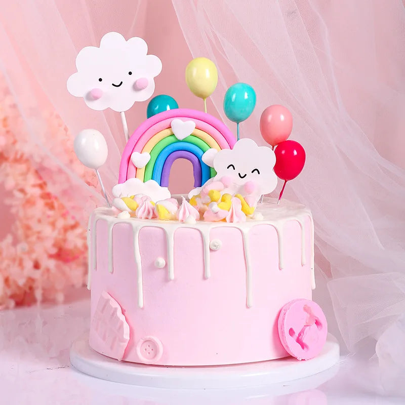 Smiling Face Cloud Rainbow Cake opper decoratings