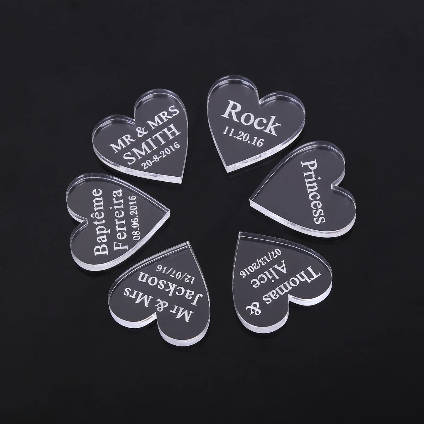 Engraved personalized name Love Heart tag 30/50/100pcs