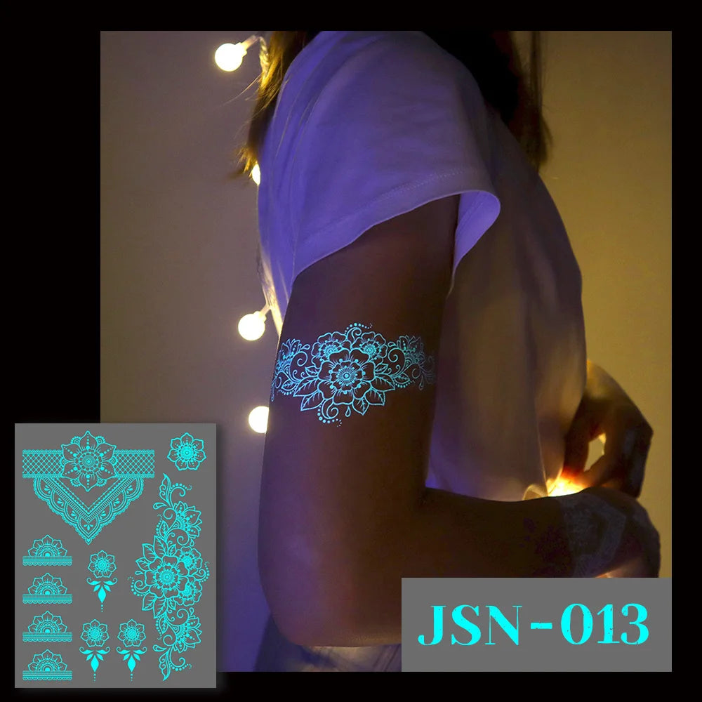 Blue Luminous Henna tattoo sticker