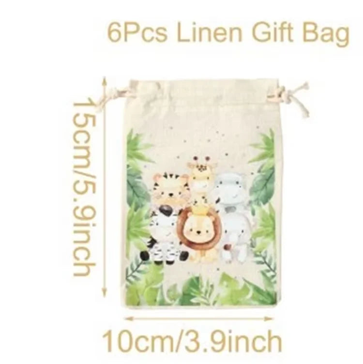 Animal character Gift Bags for Party 6pcs