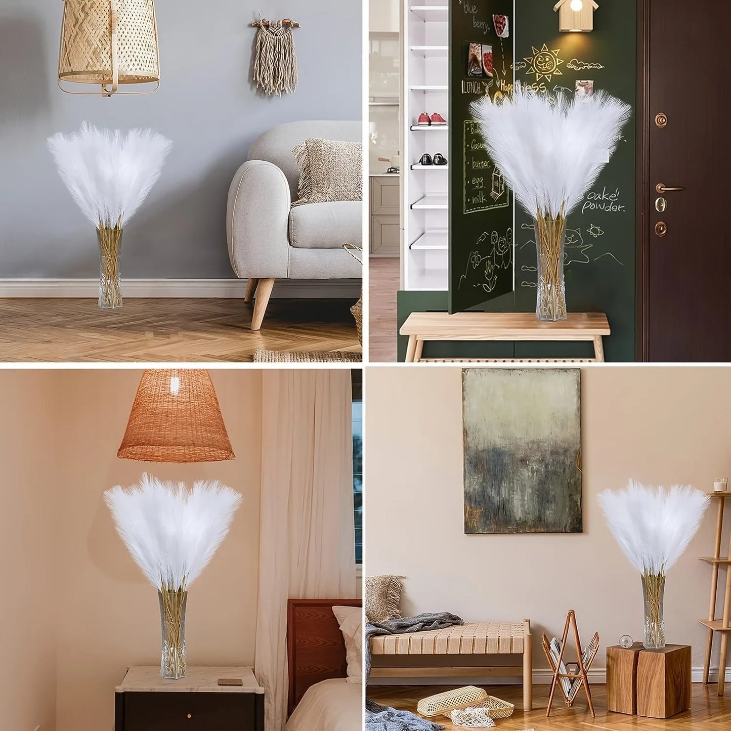 White Faux Pampas Grass 10Pcs