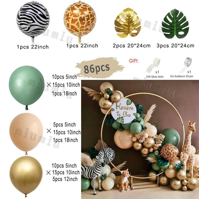 Jungle Safari Green Balloon Arch Kit