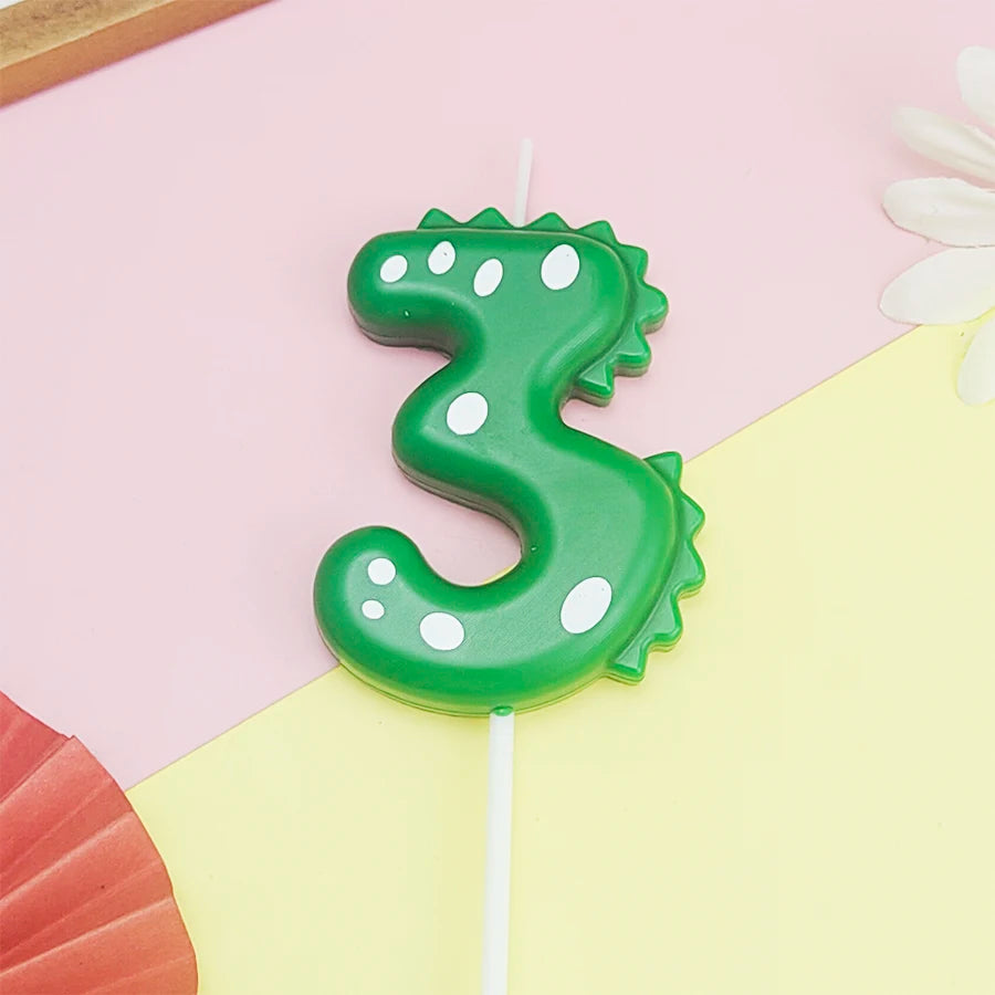 Green Dinosaur numbers 0-9 cake candle