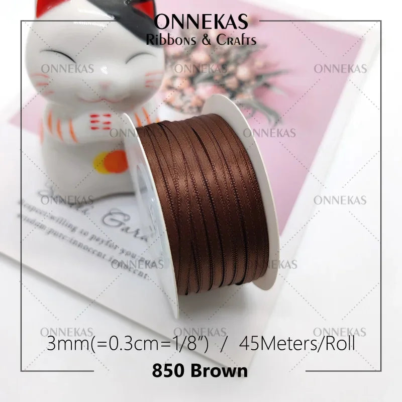 Satin ribbon 100% polyester (45M) 3mm