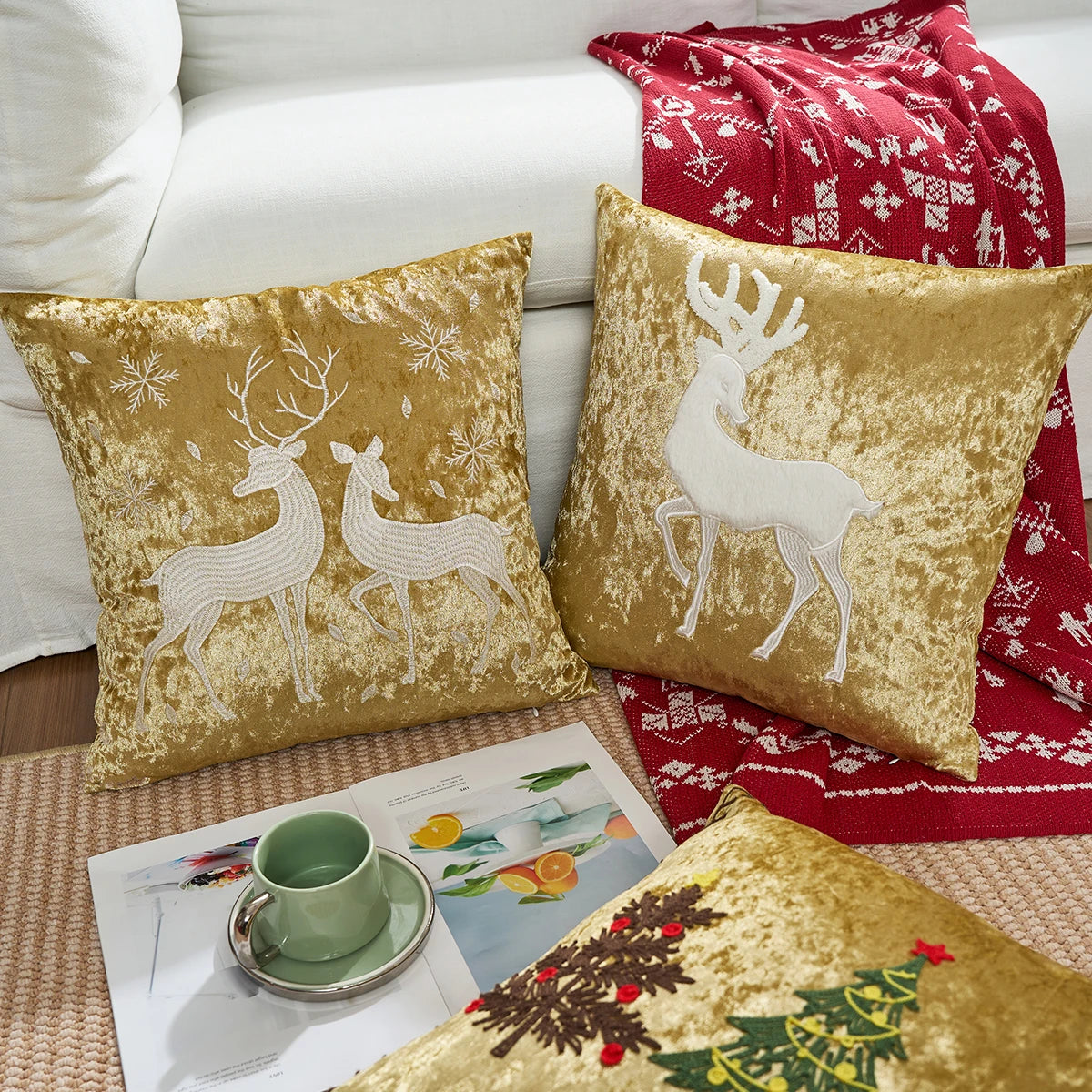 Gold Holiday Throw Pillow Cover 18×18