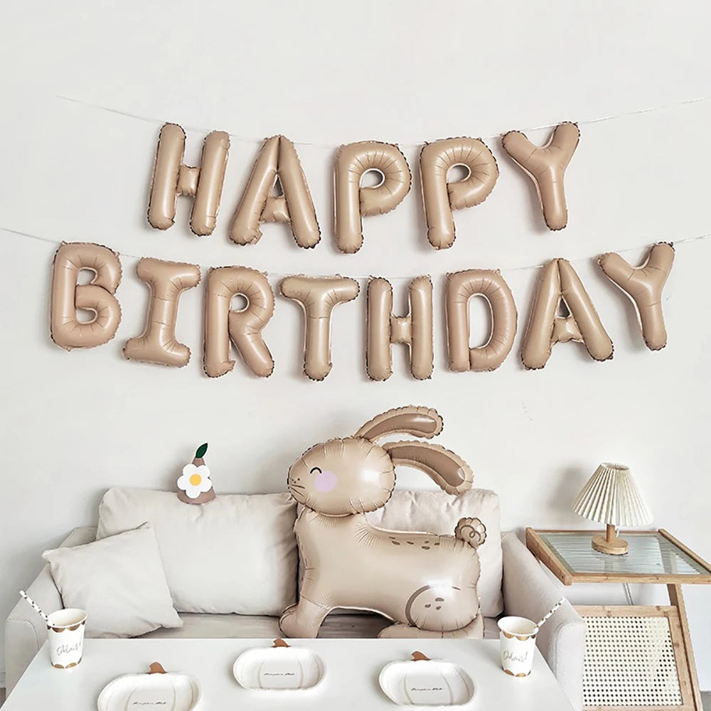 Happy Birthday Balloons Cream Caramel 16Inch