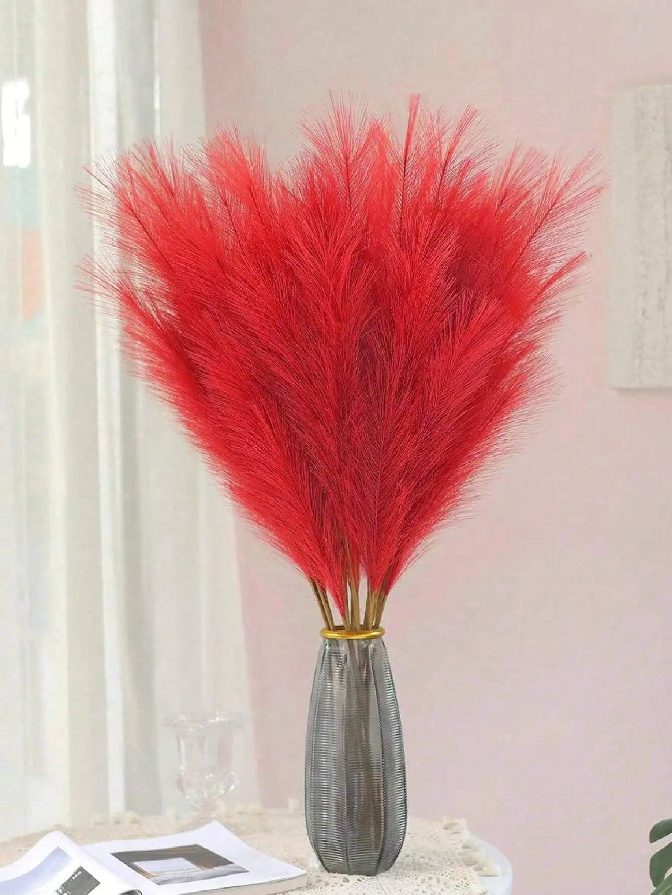 Red Artificial Pampas ,55cm/21.65in 5/10/20pcs