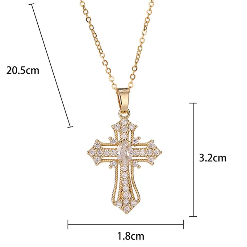 Cross pendant Zircon ston necklace