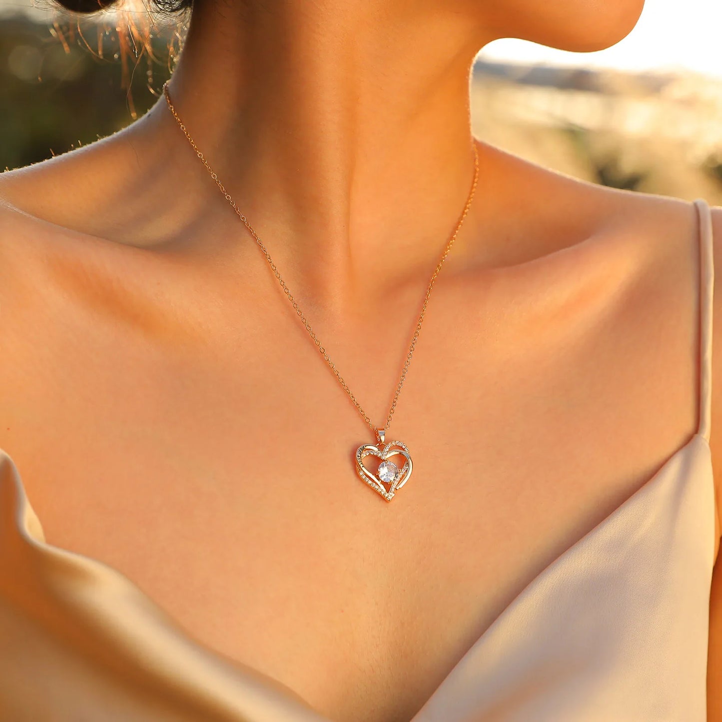 Heart for Birthstone heart I Love You necklace