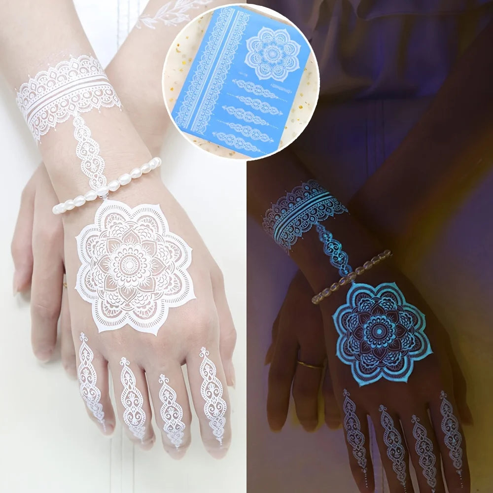 Blue Luminous Henna tattoo sticker