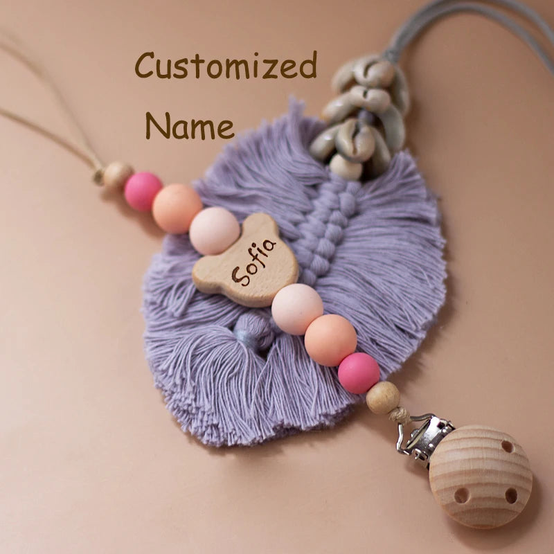 Custom name pacifier bead Silicone and Wooden dummy