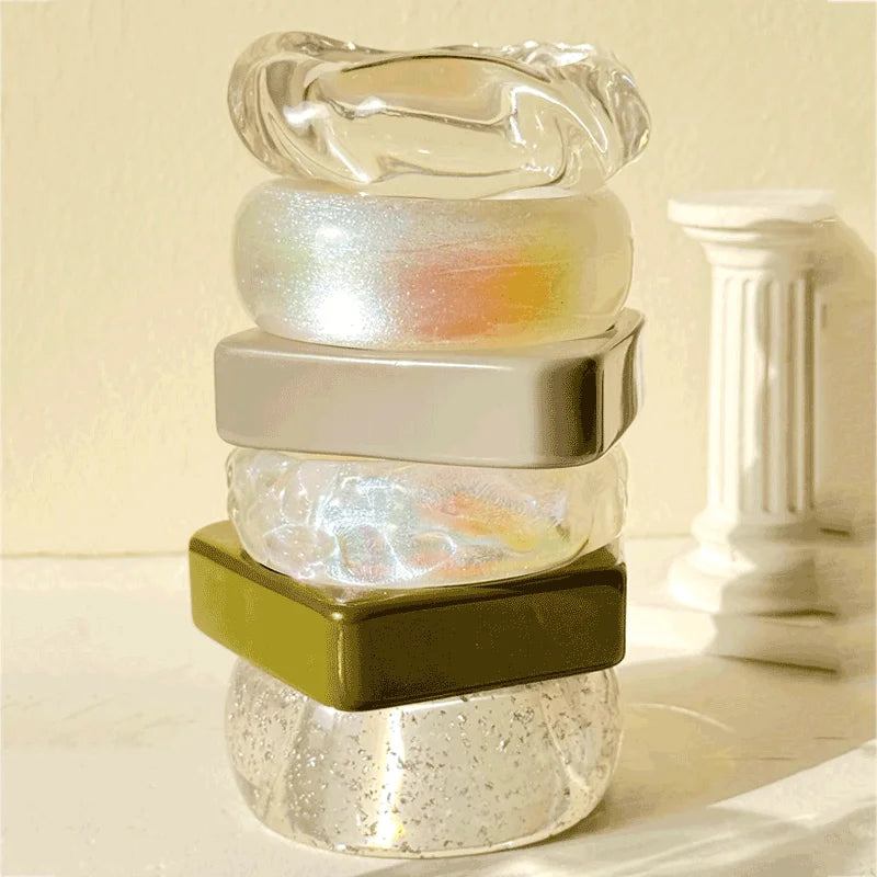 Rizana twisted shaped Off-white resin bracelets