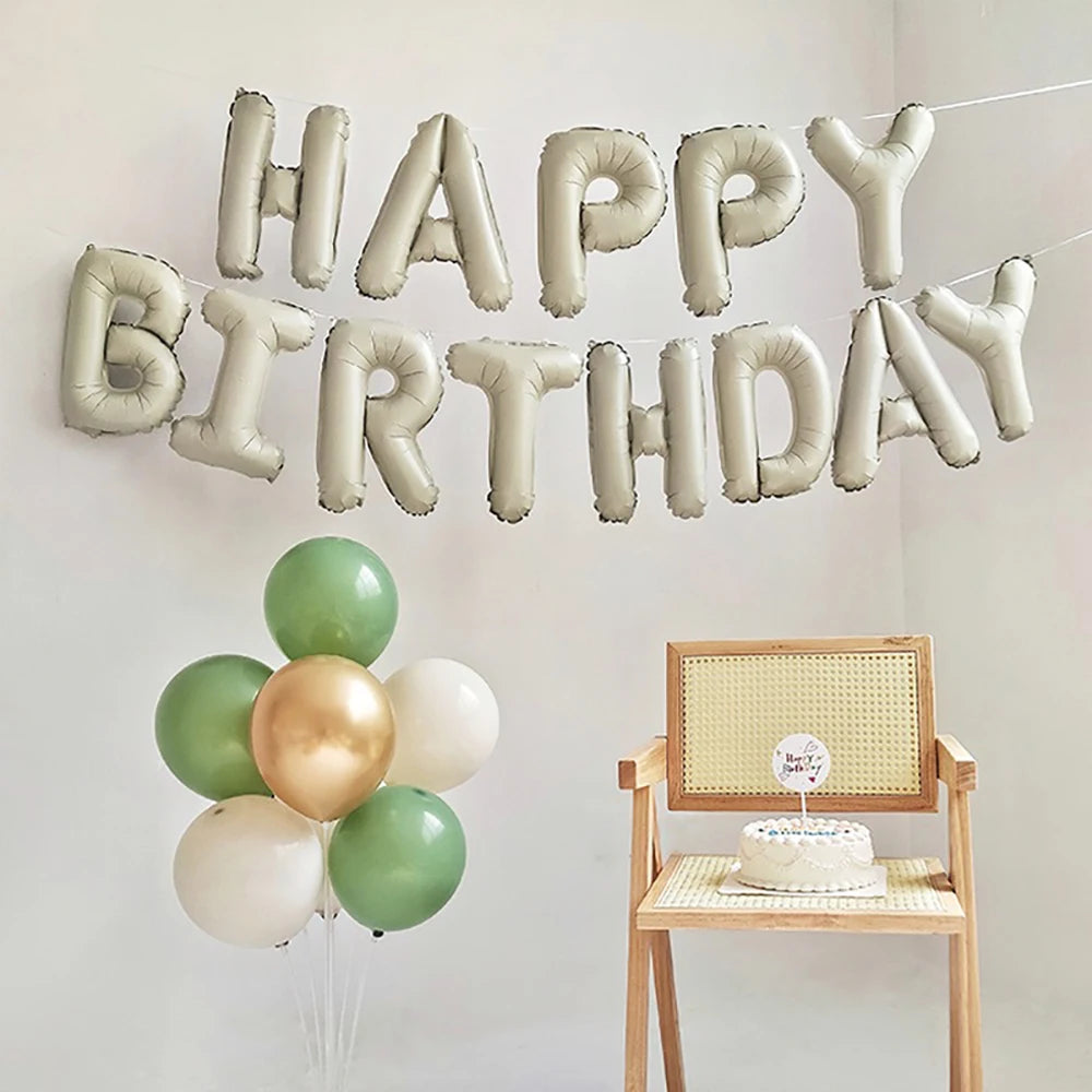 Happy Birthday Balloons Cream Caramel 16Inch