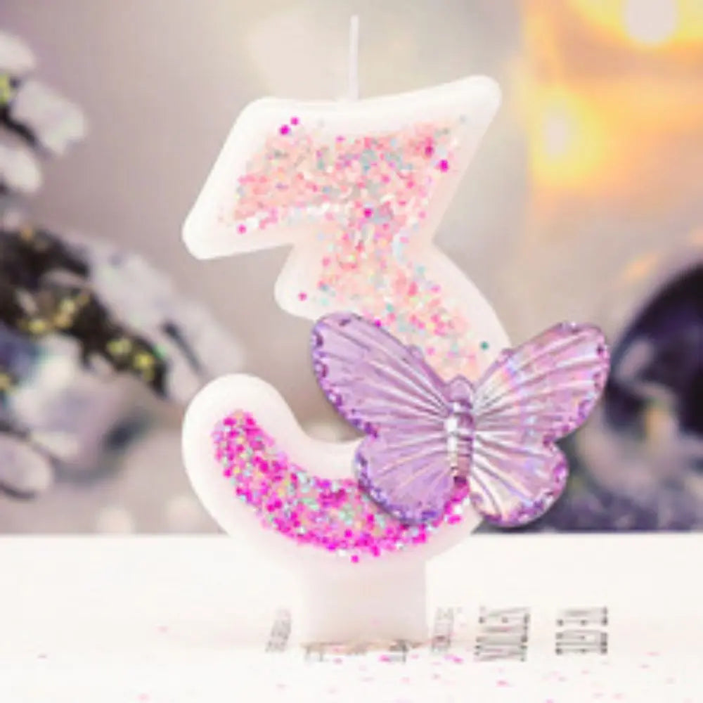 0–9 Purple Butterfly Number Candles