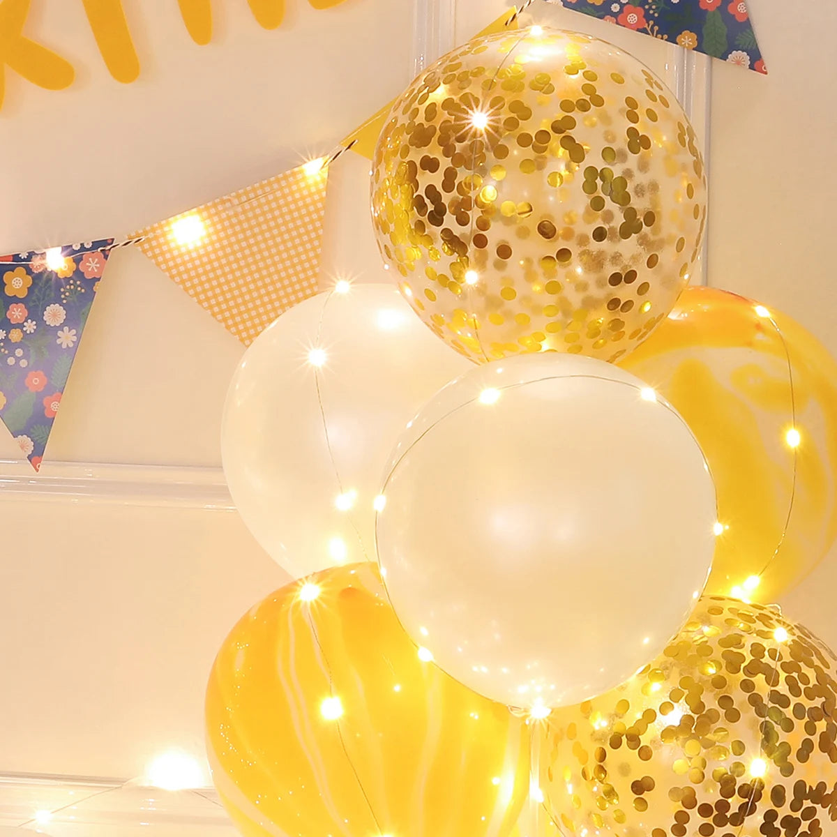 Yellow floral balloon decoration set