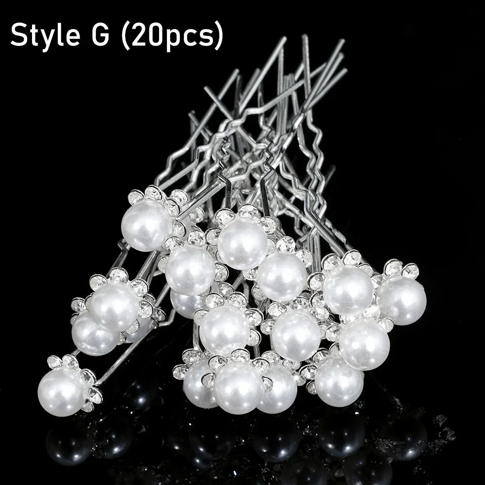 Elegant Pearl Crystal Hairpin 20pcs