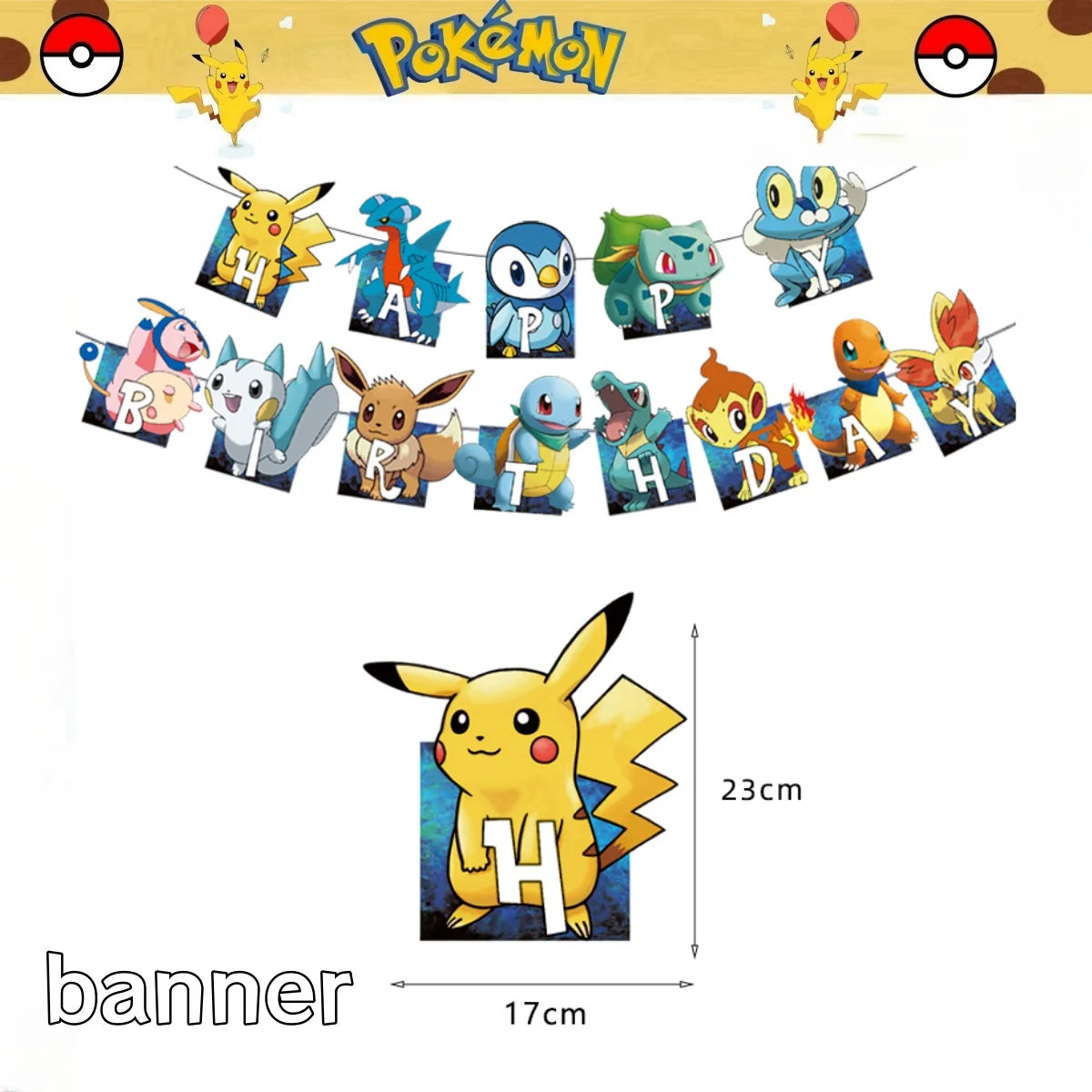 Pokemon Pikachu Happy Birthday Banner
