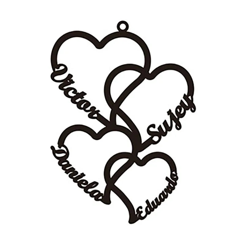 Customized 2-5 Hearts name pendant family necklace