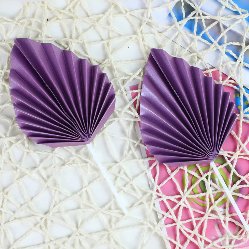 Paper Palm fan cake topper leaf 2Pcs