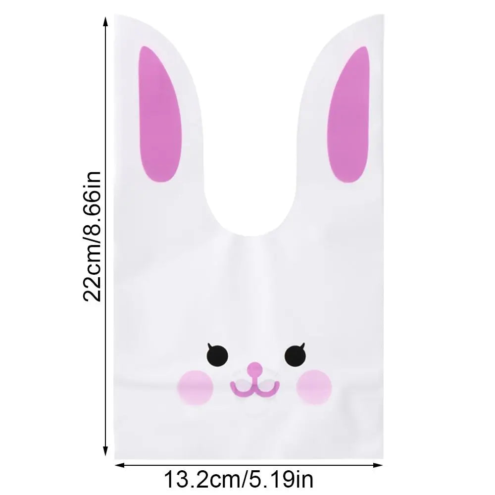 10PCS Easter Rabbit Candy Biscuit Gifts Bag Easter Bunny Ear Cookie Bags Package Pocket Event Party Supplies Snack Decoration
