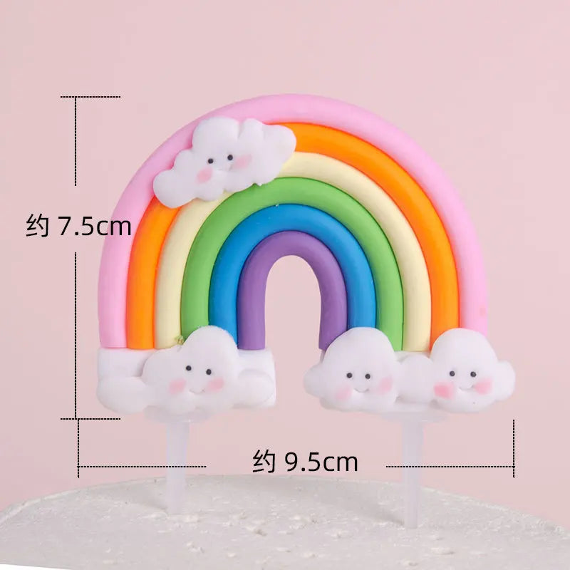 Smiling Face Cloud Rainbow Cake opper decoratings