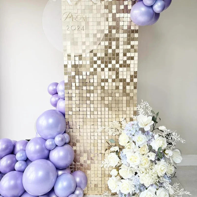 Shimmer Gold Sequin Wall Backdrop – 24pcs