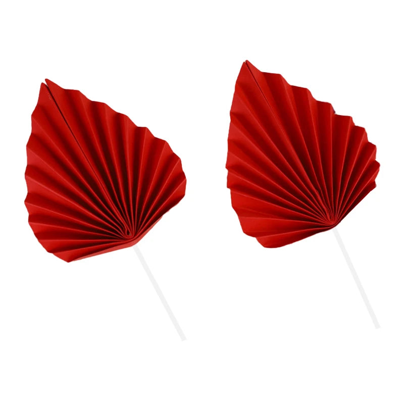Paper Palm fan cake topper leaf 2Pcs