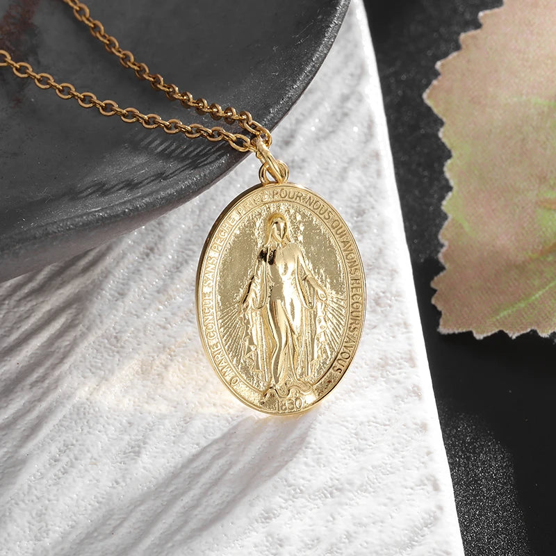 Catholic virgin Mary pendant necklace