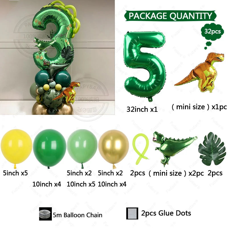 Dinosaur number balloons 32inch