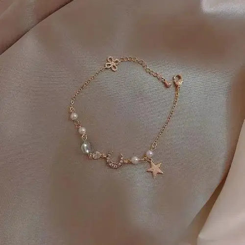Double layered Crystal & Pearl beaded bracelet
