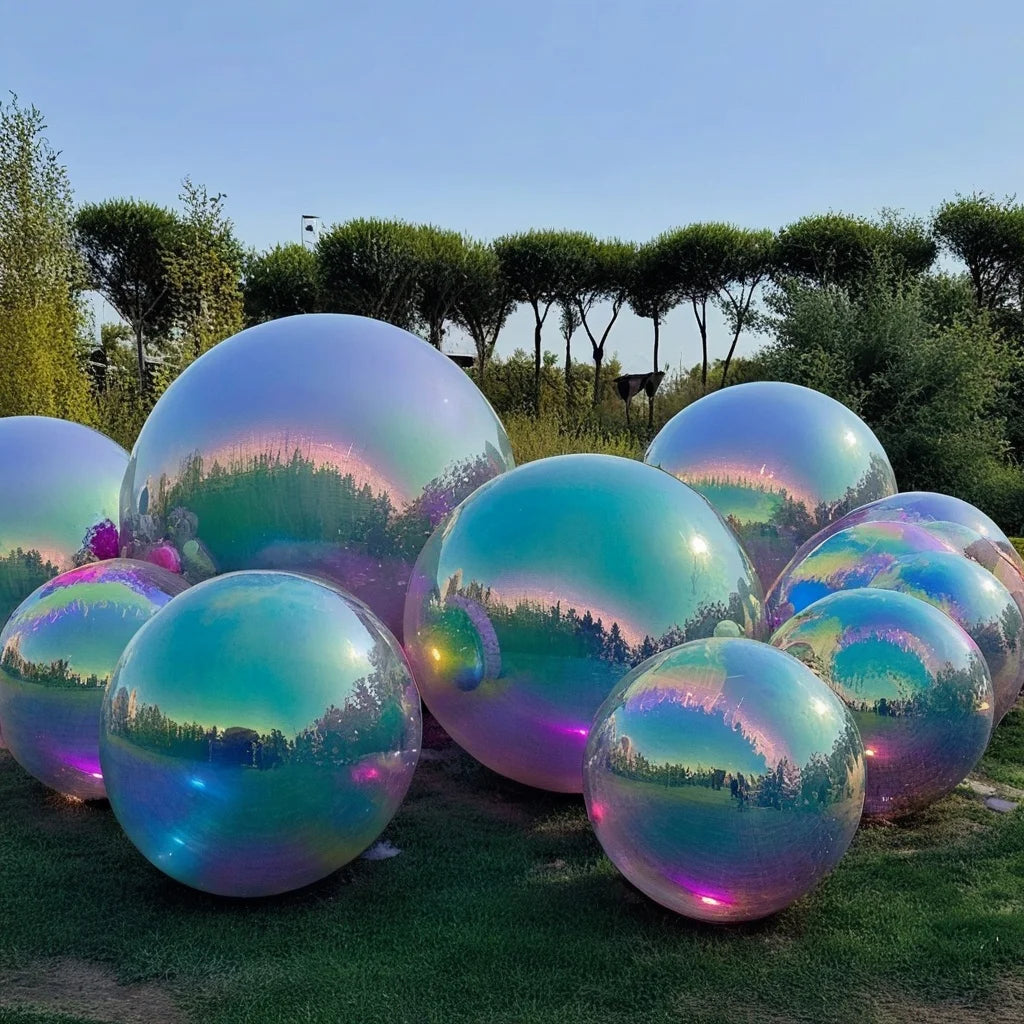 Gold inflatable mirror ball double layer balloon