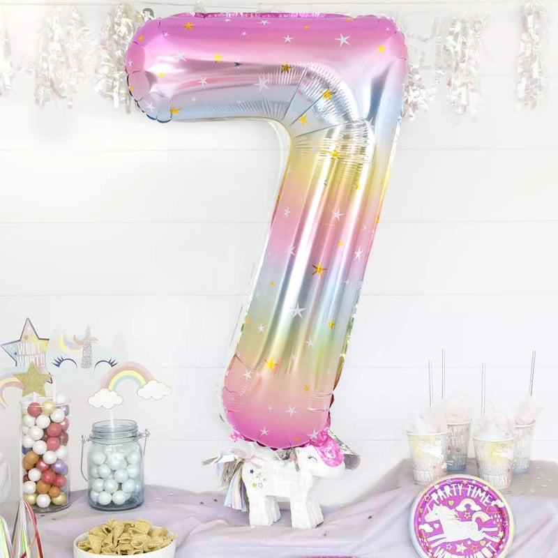 Rainbow Unicorn balloon number foil 40inch