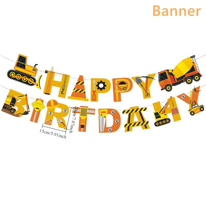 Construction party decorations kit