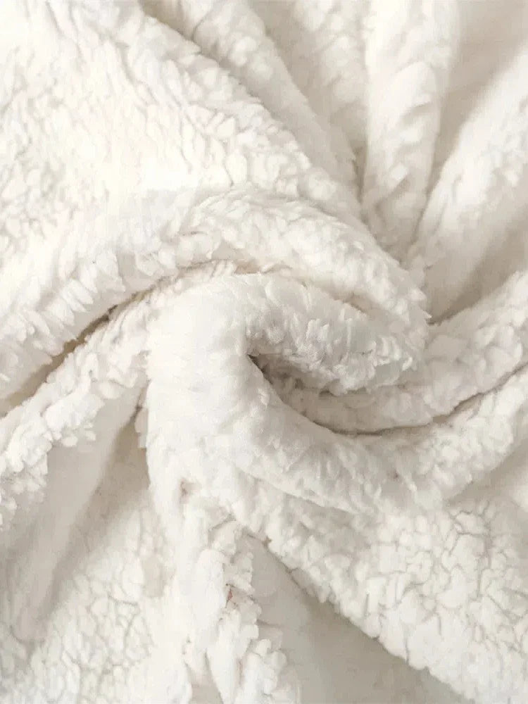 Personalized name nursery baby blanket fluffy lamb wool qui