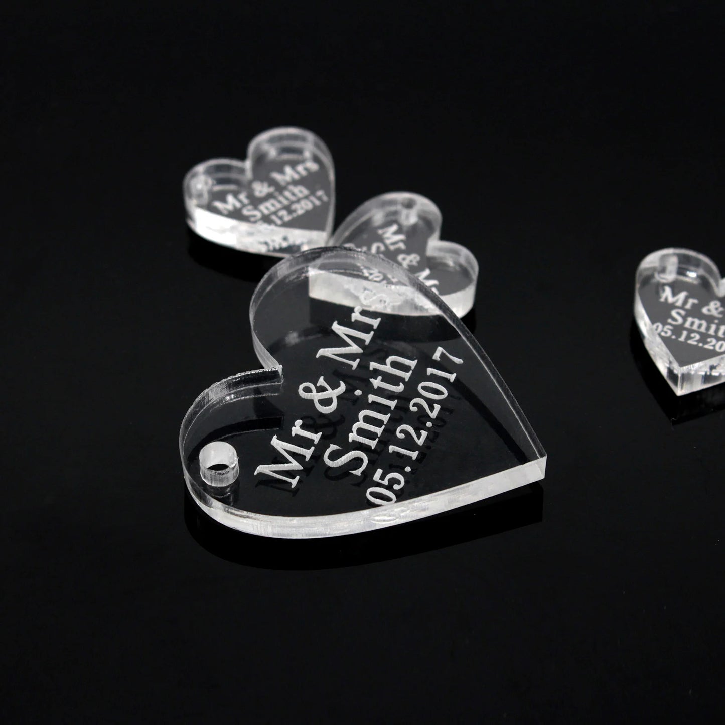 Engraved personalized name Love Heart tag 30/50/100pcs
