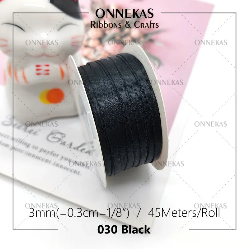 Satin ribbon 100% polyester (45M) 3mm
