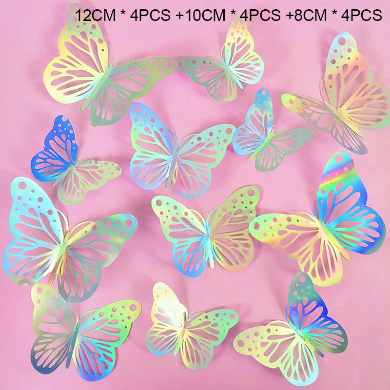 Rose gold foldable Butterfly cake toppers 12pcs
