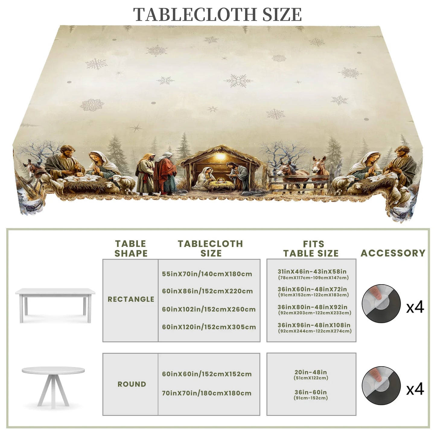 Nativity Scene Tablecloth Decor