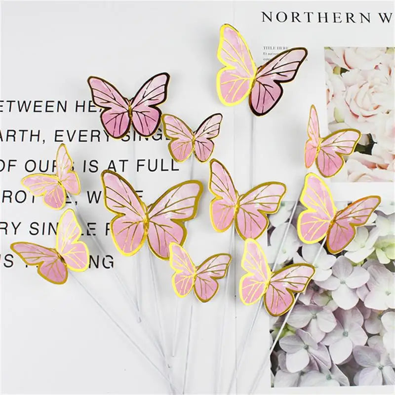 Butterfly stamping gold cake decor 10pcs
