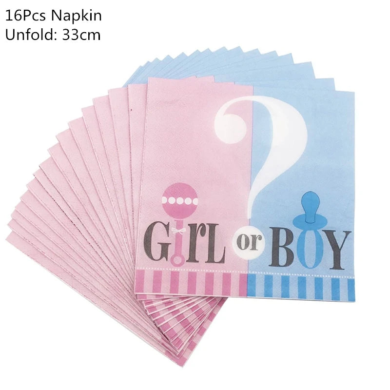 Disposable tableware set for Gender Reveal party