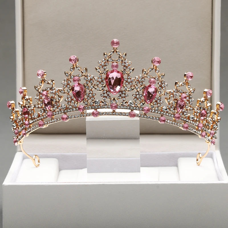 Zitania bridal pink-colour lady crown