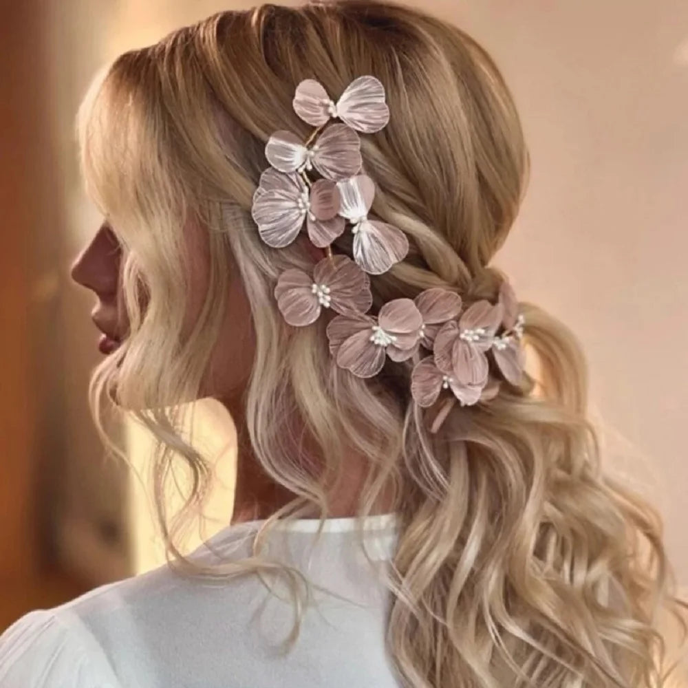 Flower hair jewelry Pearl Crystal