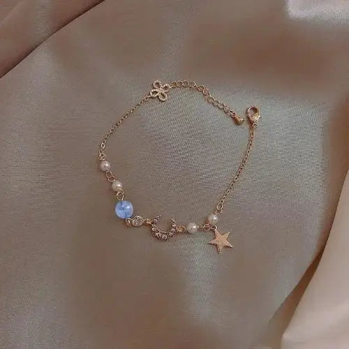 Double layered Crystal & Pearl beaded bracelet