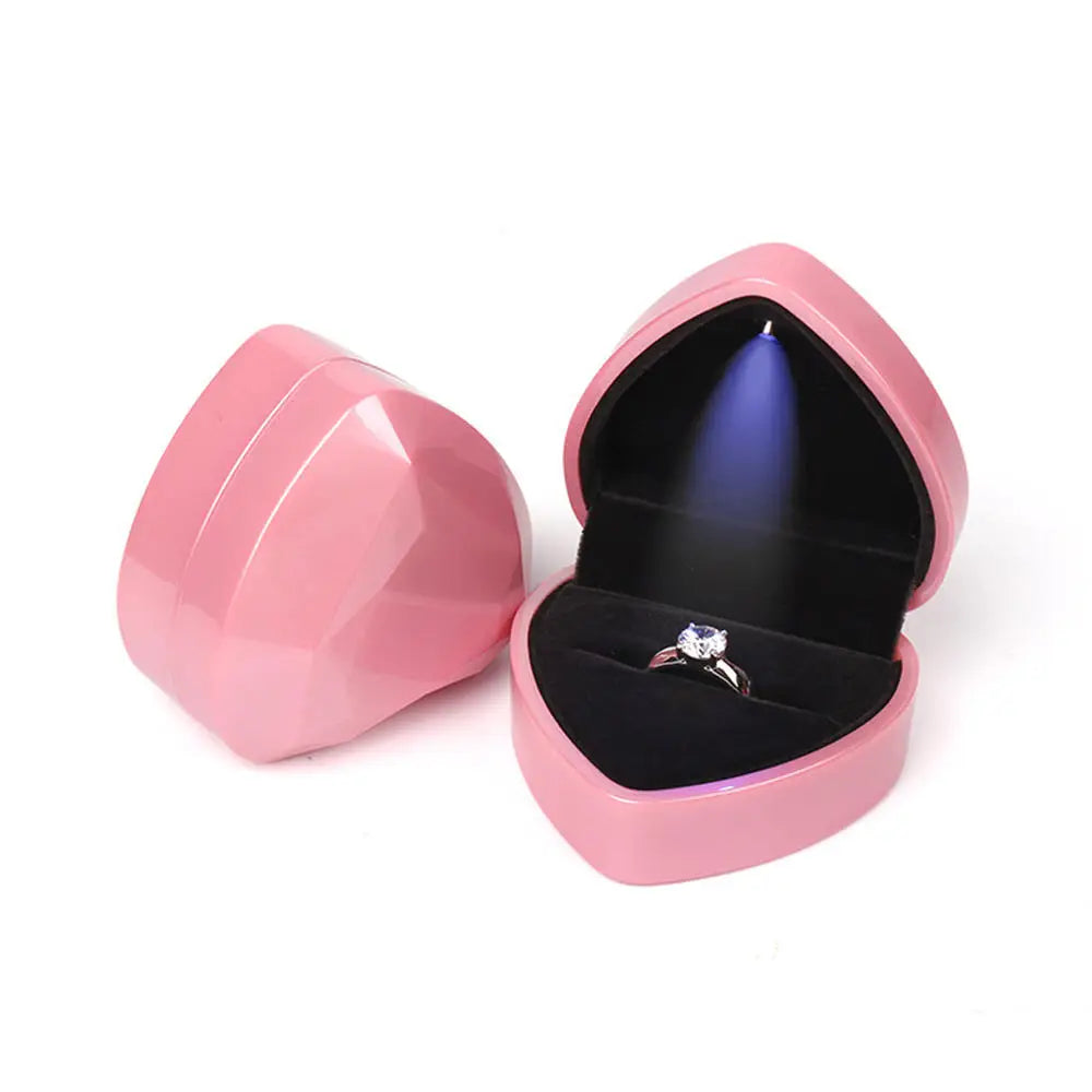 LED Light double rings box for wedding
