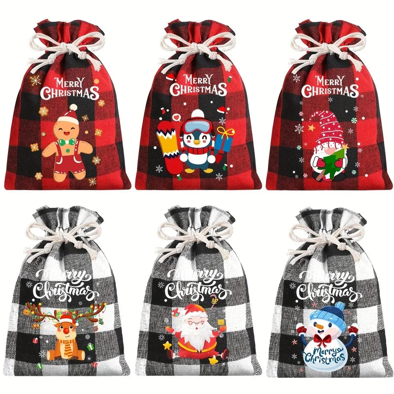 12/24pcs Xmas Burlap Gift Bags