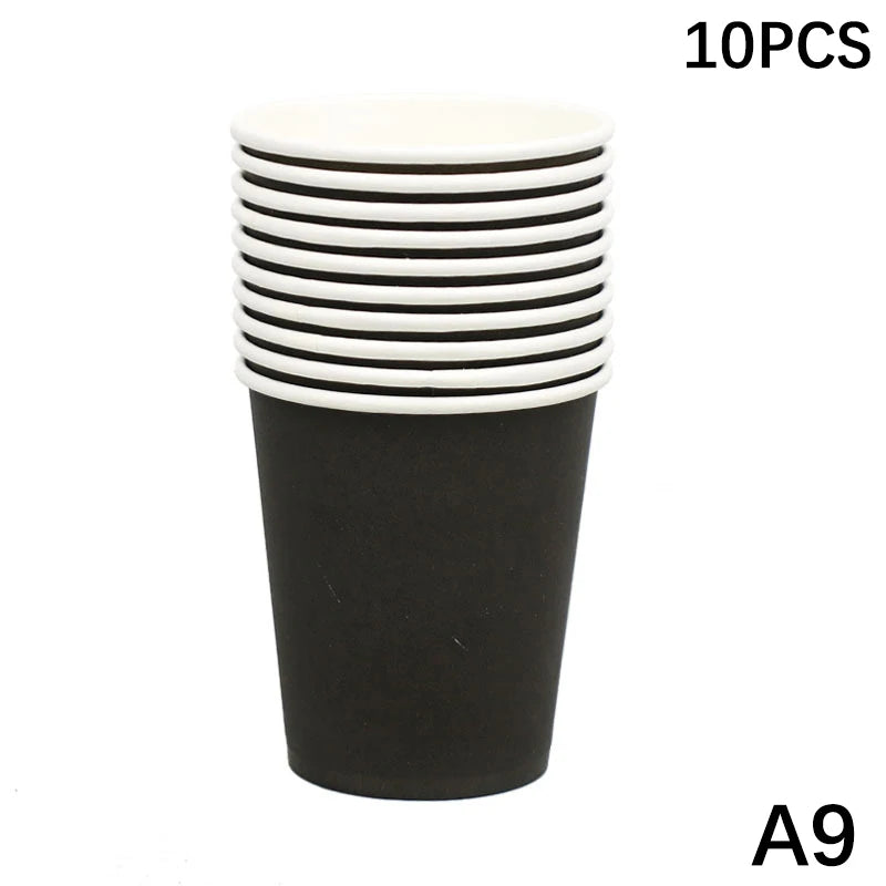 10PCS 9oz Solid Color Disposable Paper Cups