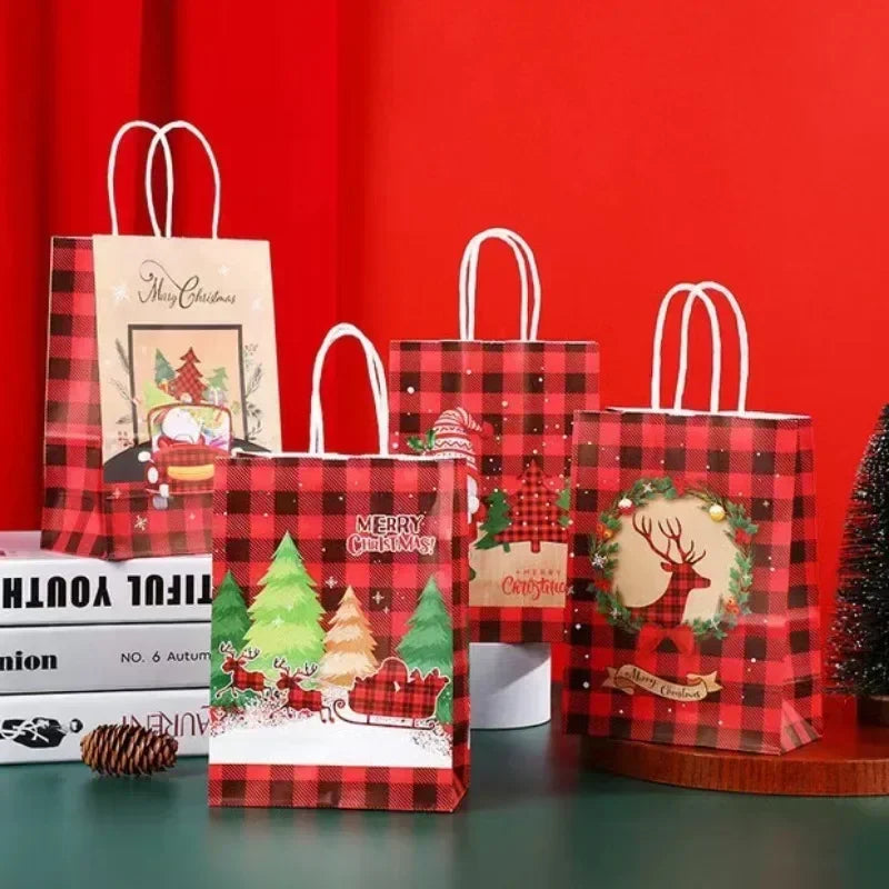 Christmas Kraft Gift Boxes with Handle