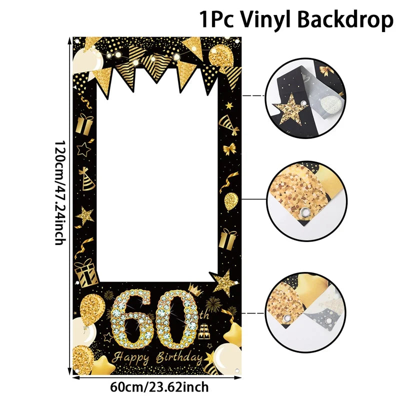 Black Gold Birhtday TableCloth